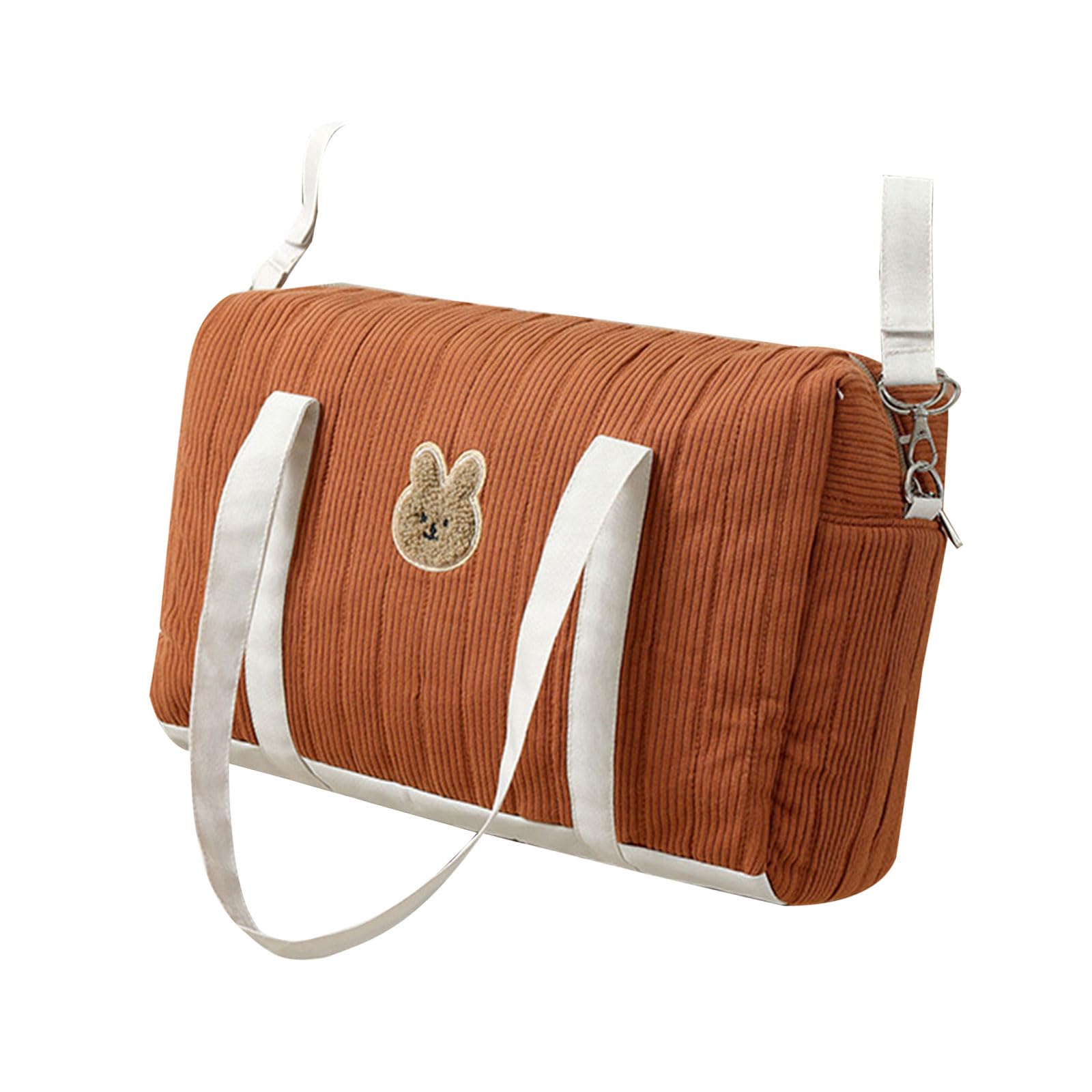 Bolsa de pañales bordada para bebé, bolsa para mamá, elegante organizador de pañales de algodón de gran capacidad para viajes con cochecitos y cinturón
