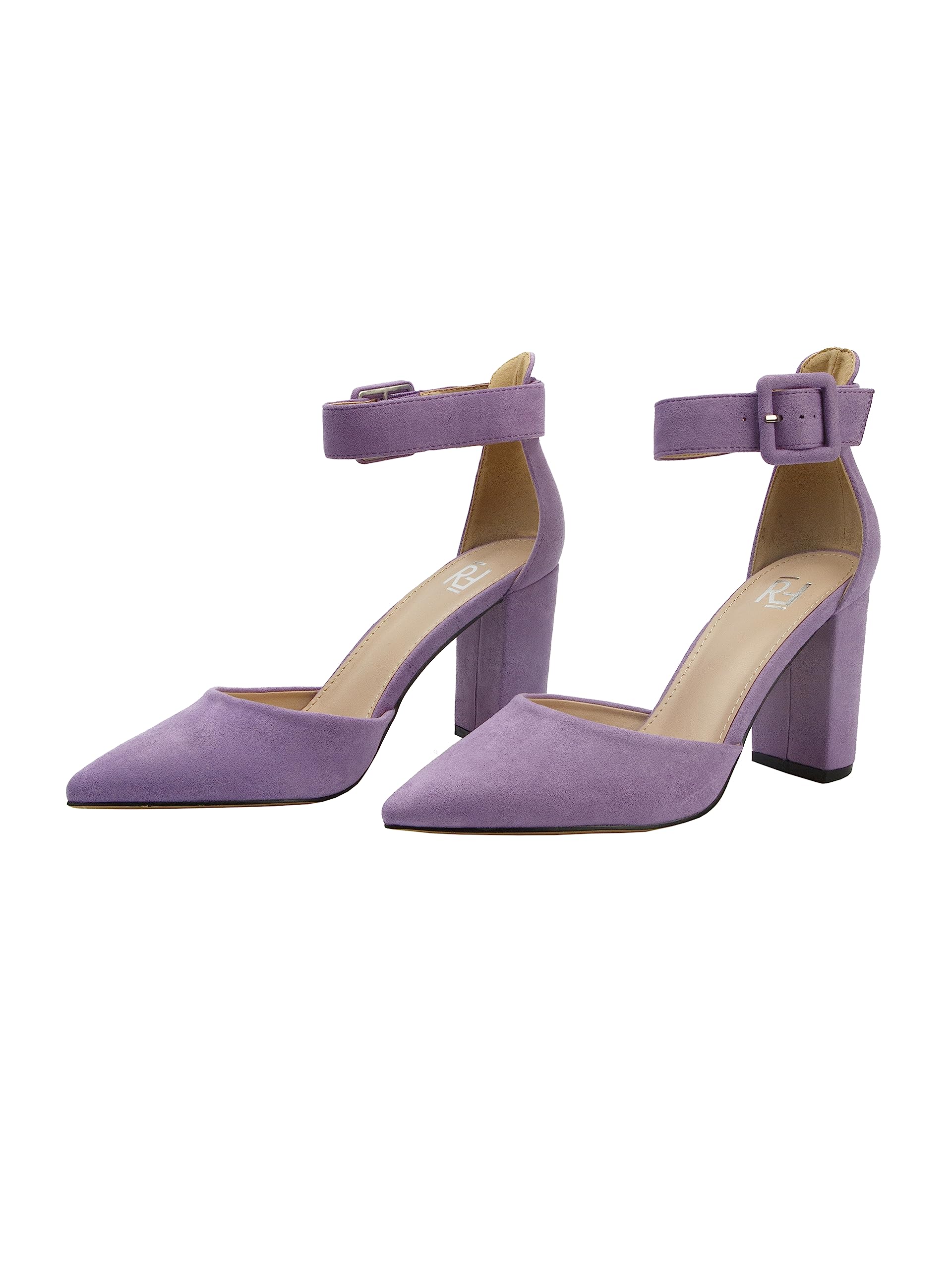 Damen Pumps, 8,5cm Blockabsatz, Schwarz/Blau/Marineblau/Mint/Rot/Violett/Fuchsie/Dunkelgrün/Grün, Textil, Riemchenpumps, Bequeme Pumps mit Absatz, 2062A-9-J