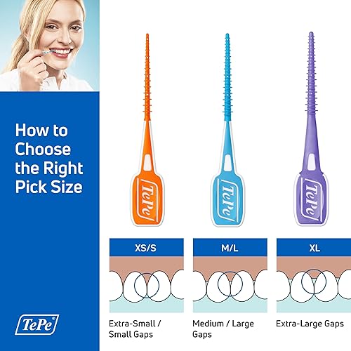 Miniatura 4 de TEPE Púas de hilo dental, palillos de dientes, palitos de hilo dental, EasyPicks M/L, azul, paquete de 36