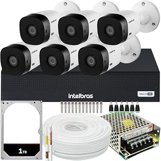 Kit Cftv Intelbras 6 Câmeras vhl 1220 Full HD Mhdx 1008C 1TB