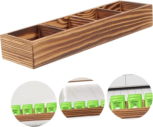 Miniatura 3 de KICHOUSE Caja de almacenamiento retro Soporte de bolsa de té de madera para mostrador organizador multifuncional para suministros