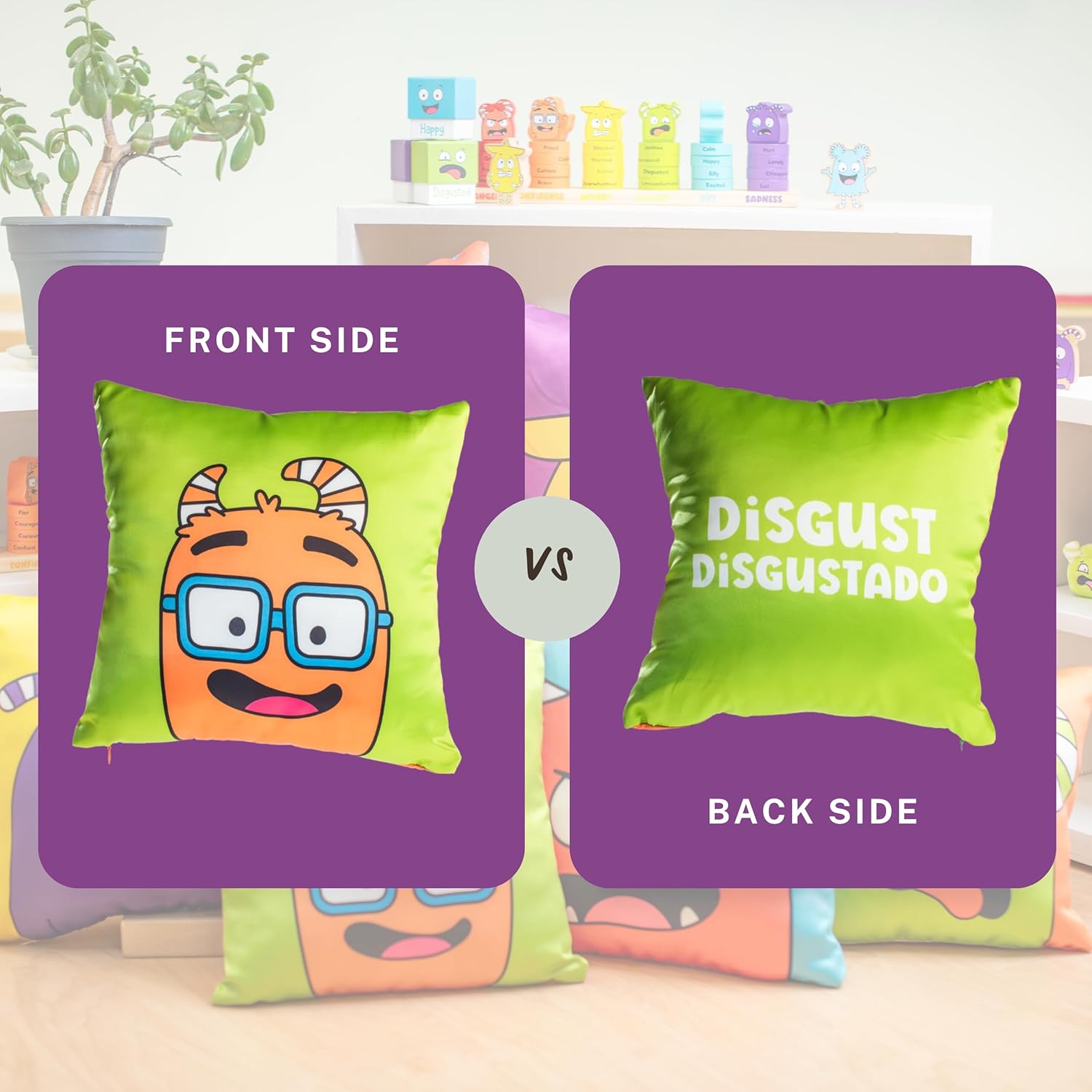 Open The Joy Emotions Pillow 6-Pack – Soft Plush Feeling Faces for Kids | Set of 6 Emotional Support Pillows (2 Large, 2 Medium, 2 Small) | SEL Toy for Classrooms, Therapy & Home