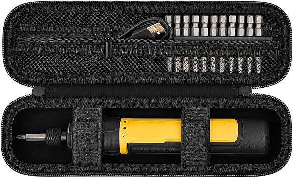 PAIYULE Electric Screwdriver Case for DEWALT for Skil for CRAFTSMAN | Adjustable Straps Secure Compact Tools,Zippered Mesh Pocket Organizes Bits and Cables,Workshops and Travel,Black,Case Only