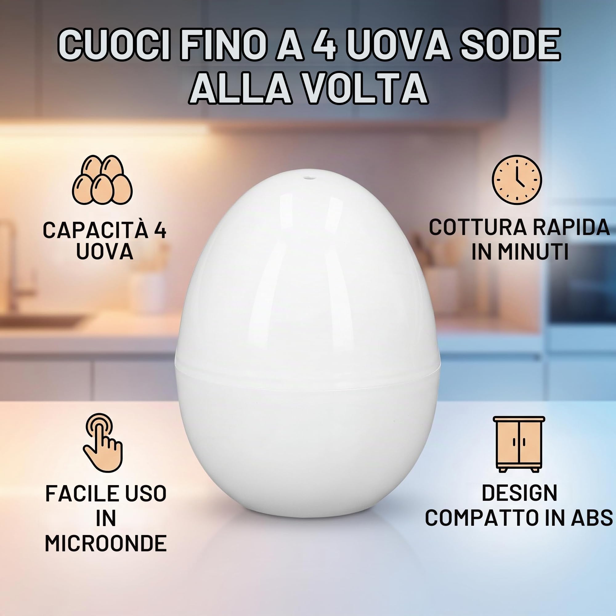 Cuociuova microonde per 4 uova sode ideale colazione veloce