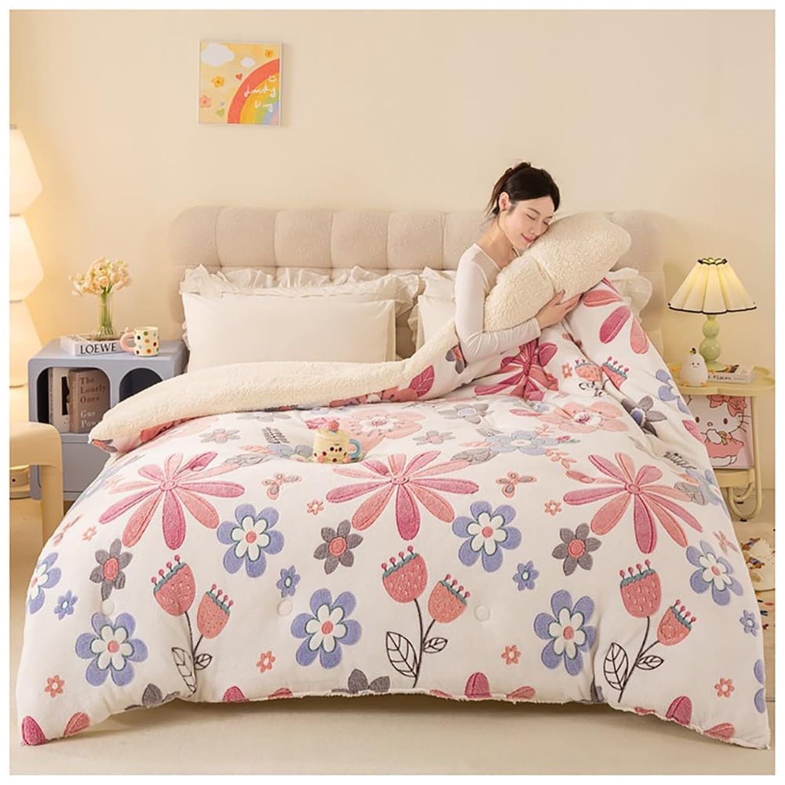 Super Warm Lamb Fleece Quilt, Winter Thickened Blanket, Double Sided Fluffy Plush Quilt, Super Soft Breathable Lightweight Bed Comforter(Color6,150x200cm(3.5KG))