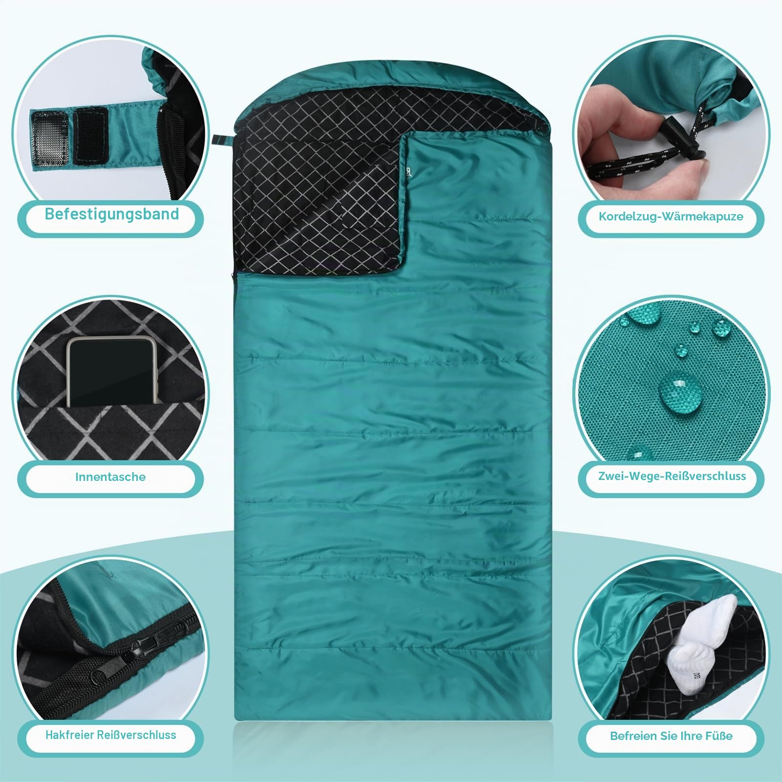Baumwoll-Flanell-Schlafsack für Erwachsene, 100% Baumwollfutter-Schlafsack für Camping, Wandern, Rucksackreisen, leicht und tragbar, 3-4 Jahreszeiten bei warmem Wetter