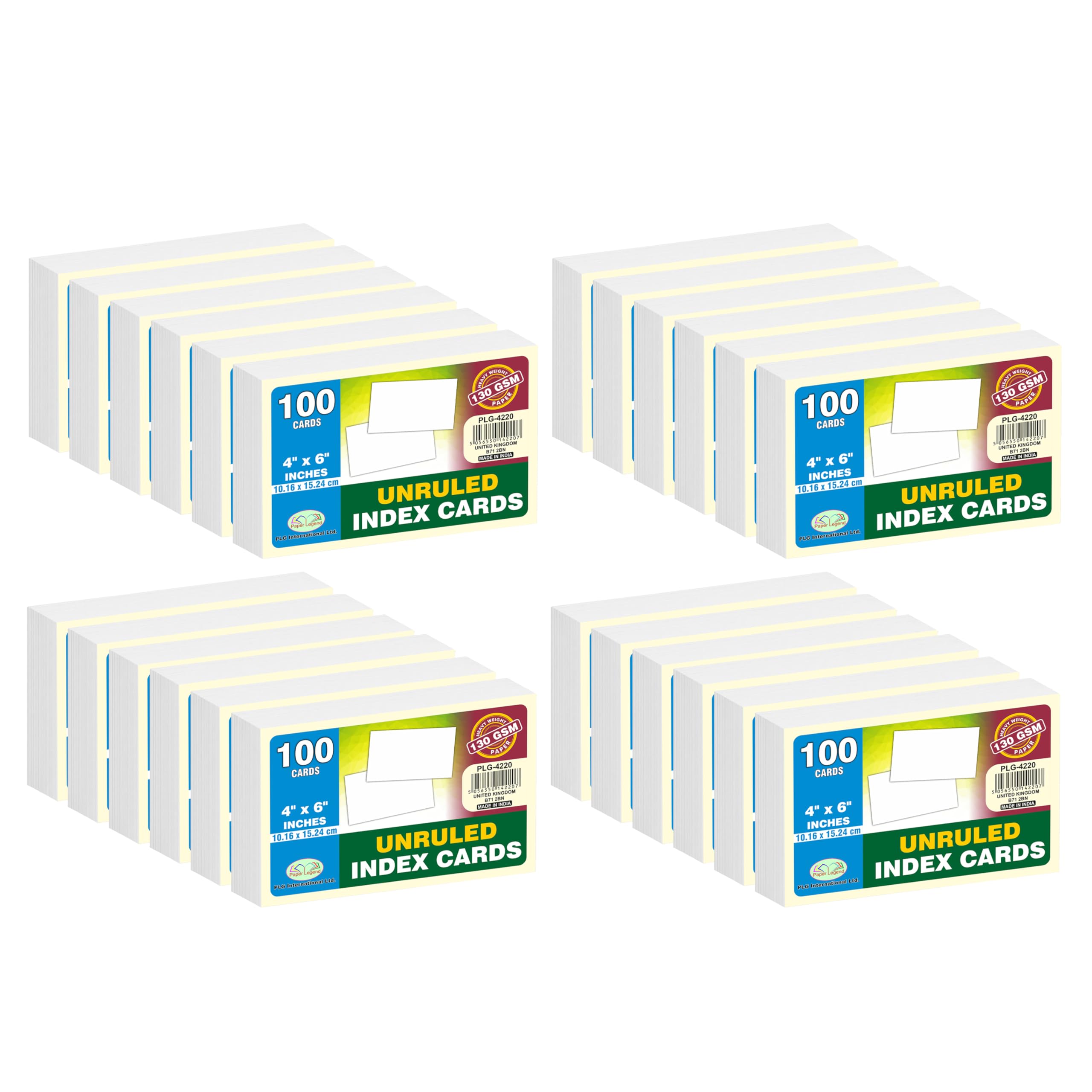 A6 Revision Cards Unruled Index Cards 4” x 6” White Flash Cards 130 GSM (Both Sides Blank) 6x4 Blank Note Cards Record Cards Perfect for Craft Projects Designing Individual Postcard (2400 Cards)