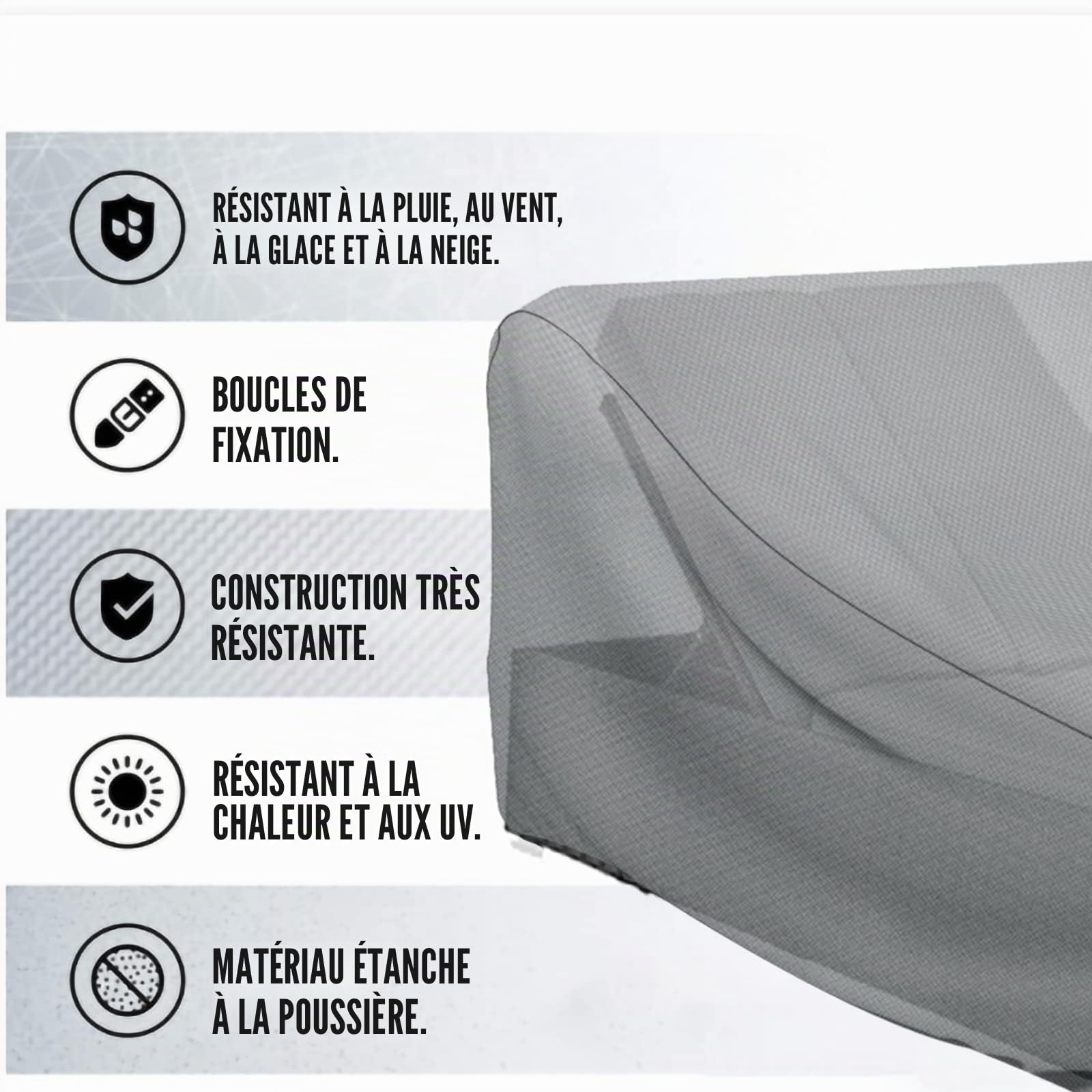 Schleuder Housse de chaise longue pour 2 personnes 210x160x35/75 cm, couverture 420D, double transat extérieur, imperméable, double transat, relaxant, coupe-vent, résistante aux UV