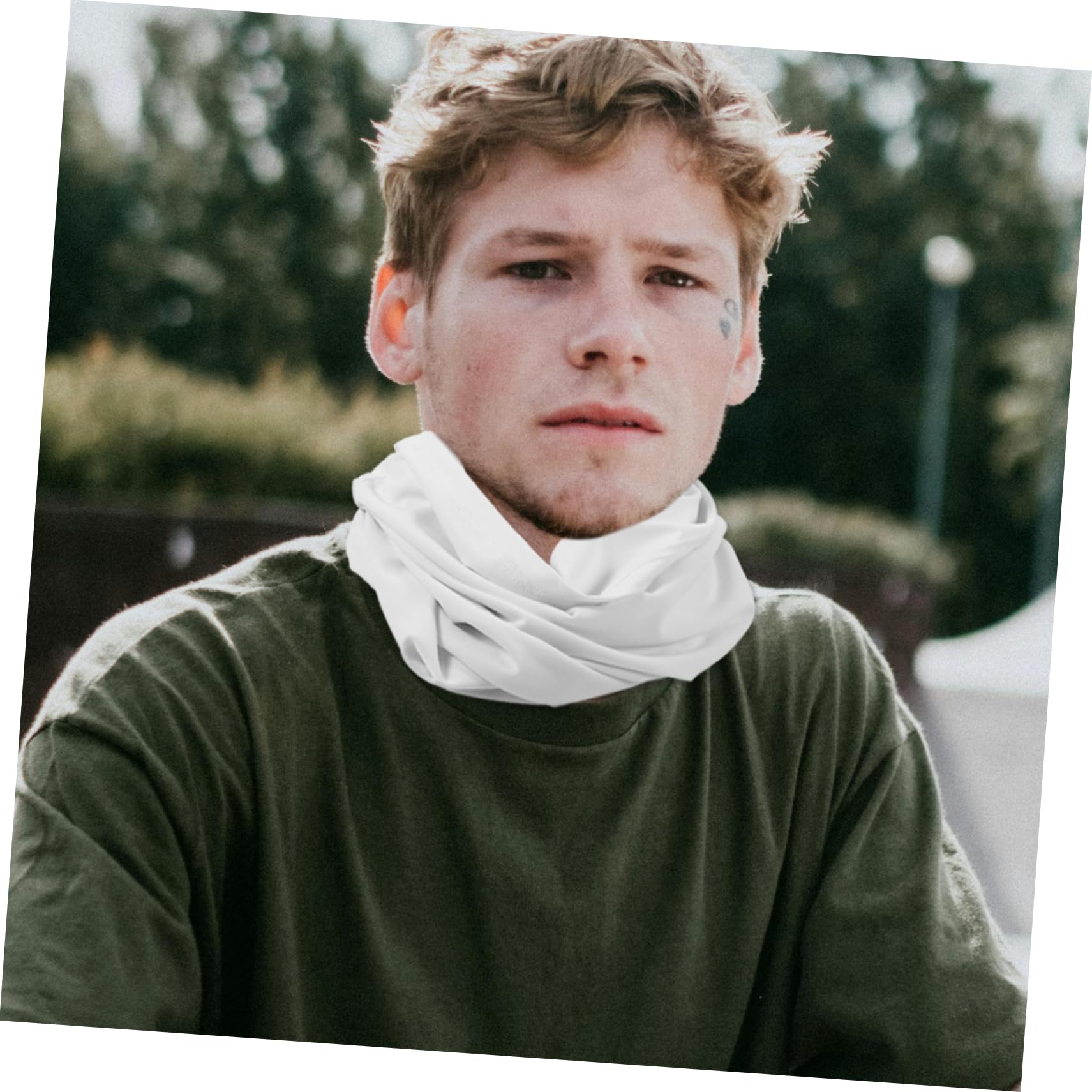 BESTYASH 1Pc Outdoor Versatile Face Cover Cycling Mask for Wind and Sun Protection Lightweight Dry Fit Scarf White