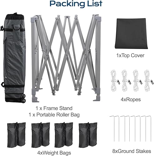 Miniatura 5 de Aoodor Tienda de campaña desplegable de 10 x 10 pies, sombra instantánea portátil para camping, fiestas y eventos al aire libre, marco de hierro