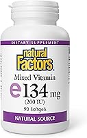 Vista 1 de Natural Factors Vitamina E mixta de 134 mg (200 UI) – Suplemento antioxidante para apoyo cardiovascular – Sin ingredientes artificiales – Sin