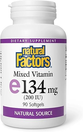 Natural Factors Vitamina E mixta de 134 mg (200 UI) – Suplemento antioxidante para apoyo cardiovascular – Sin ingredientes artificiales – Sin