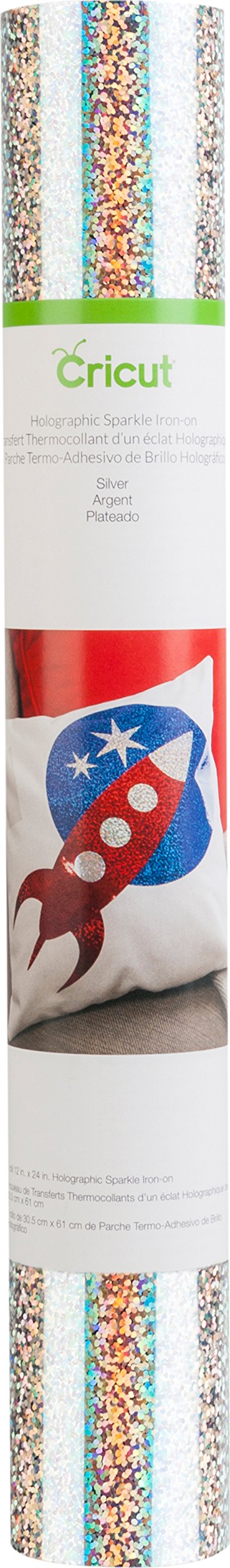 Cricut Holographic Sparkle Iron On Vinyl Sheets, 12" X 24", Diy Supplies, Htv Rolls - Silver