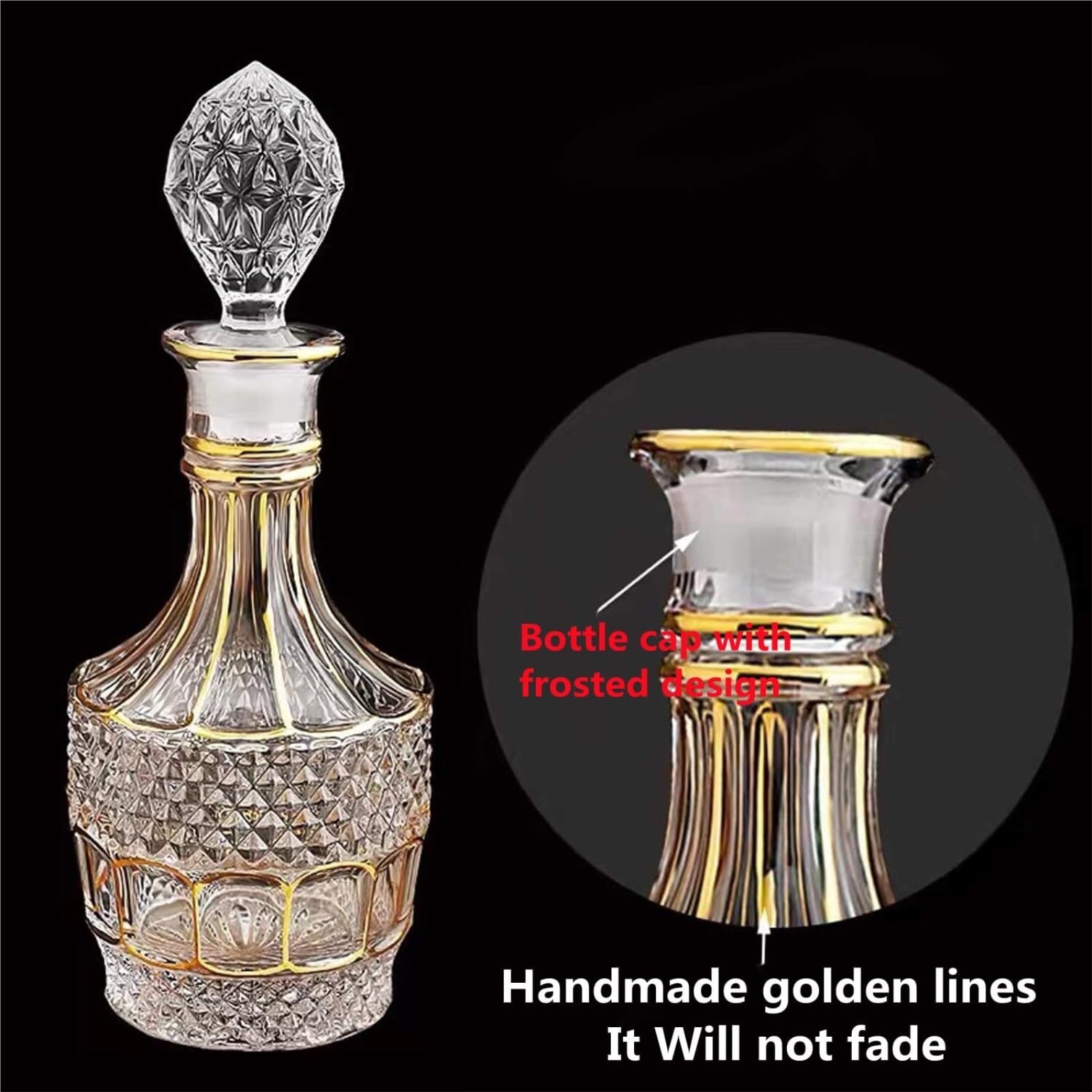 Decanter per Vino Rosso Whisky Decanter con incisione a diamante, elegante bottiglia di liquore in vetro for arredamento Decantatore