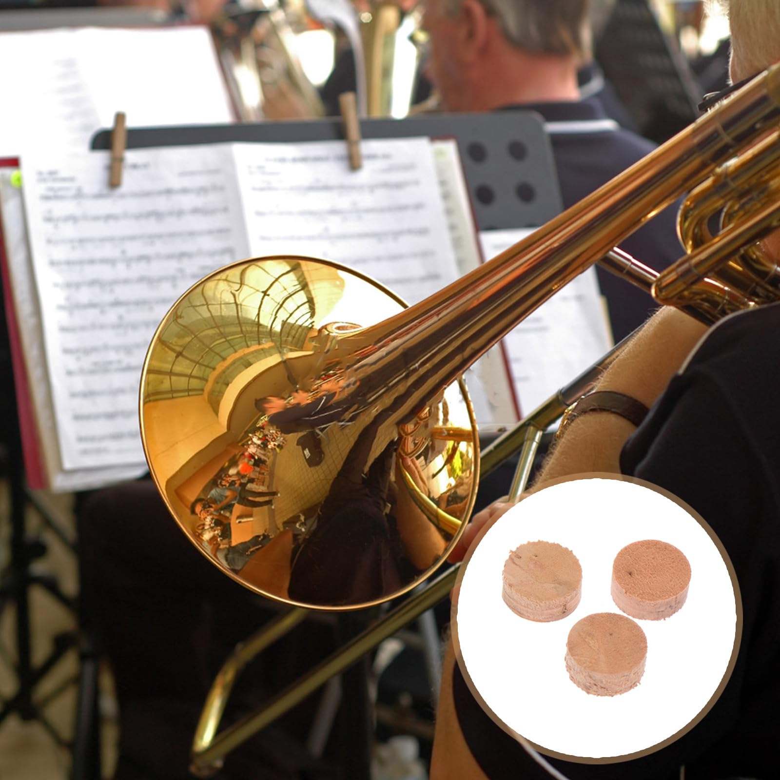 3 Stück Teiliges Korkpolster für Tuba Wasserklappe Strapazierfähige Kork matten für Tenor Bass tuba Schützende Zubehörteile für Musikinstrumente Langlebig und Stabil in Khaki