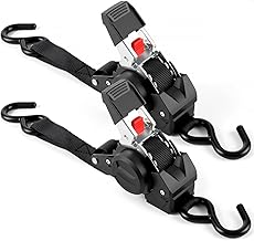 JiiinMiiin Automatic Wind-Up Ratchet Belt, Cargo Securing Belt, Length 9.8 Feet (3 m), Width 1 Inch (2.5 cm), 2-Pack, GS Certified, Multipurpose, For Moving and Transportation
