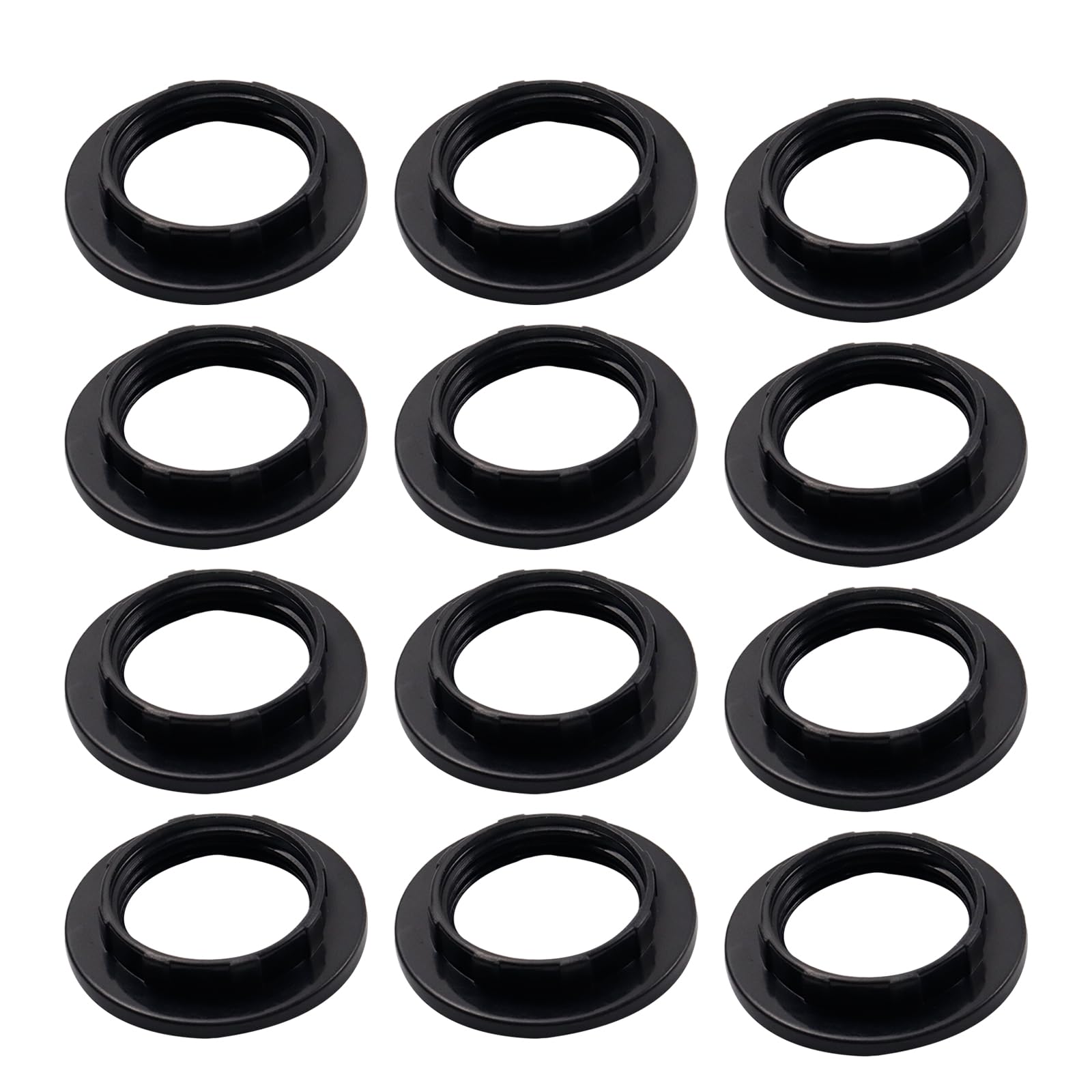 Antrader E14 Lamp Shade Rings Light Socket Shade Ring Lamp Shade Collar Rings 12Pcs Socket Ring，Black, Inside Diameter 1.14 inches (29mm)