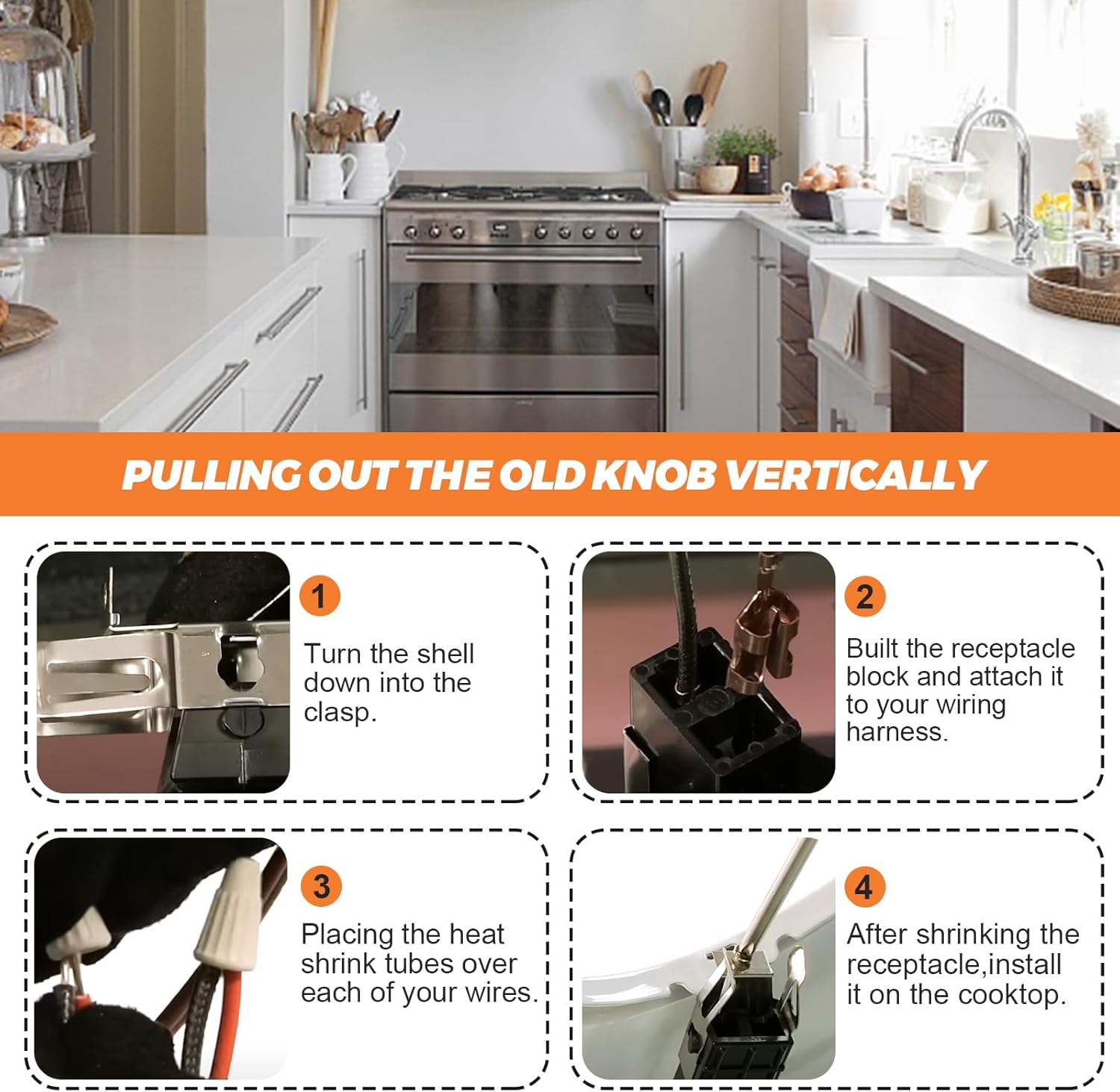 Image showing how to pull out an old range knob vertically