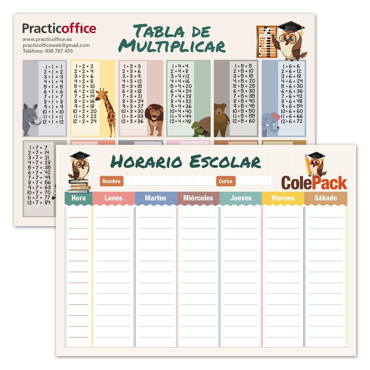 ColePack Design - Lote de Estuche Portatodo Triple con 3 Cremalleras y Material Escolar de Primeras Marcas Incluido (Cute)