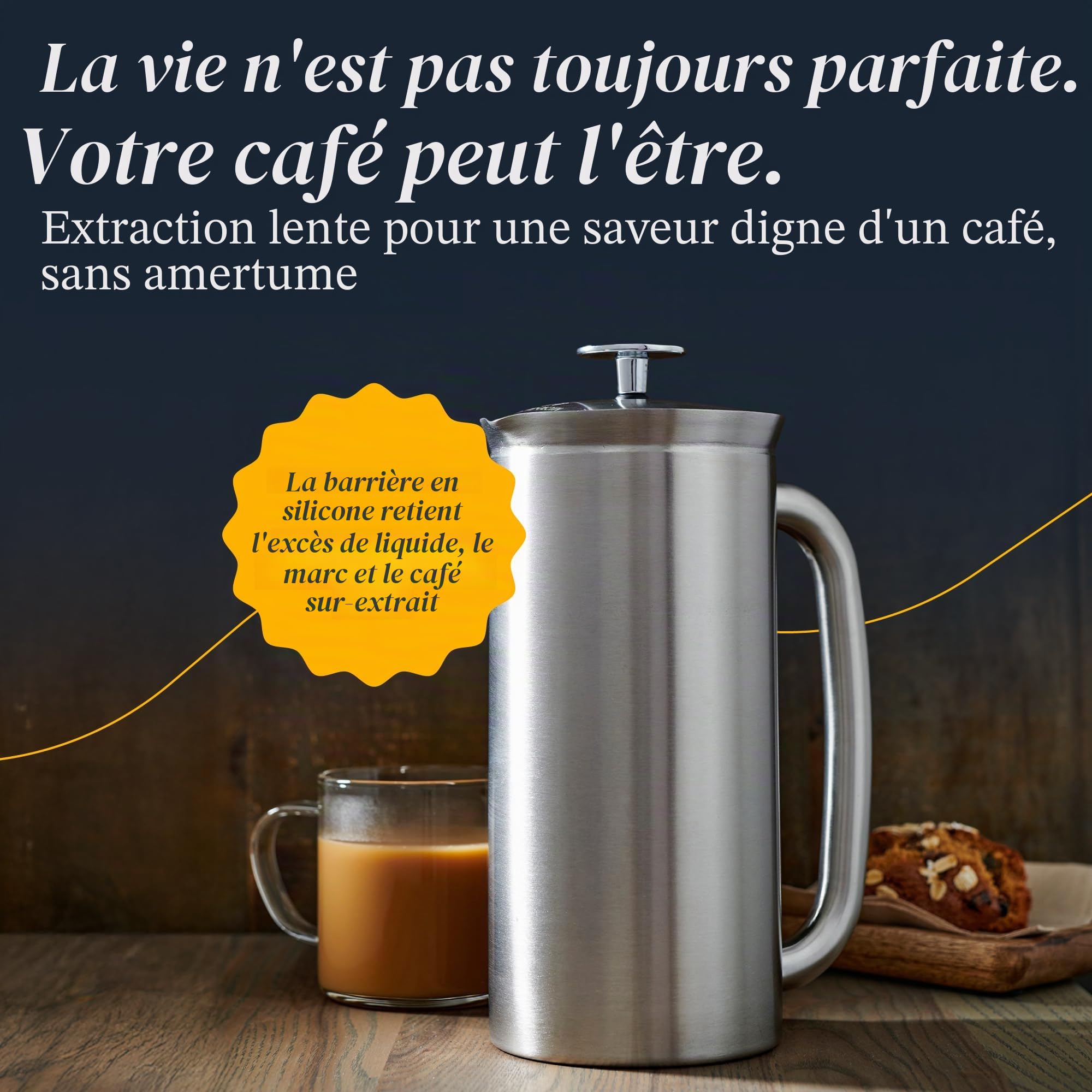 ESPRO® French Press P7, Acier Inoxydable brossé, Acier Inoxydable, 1 l