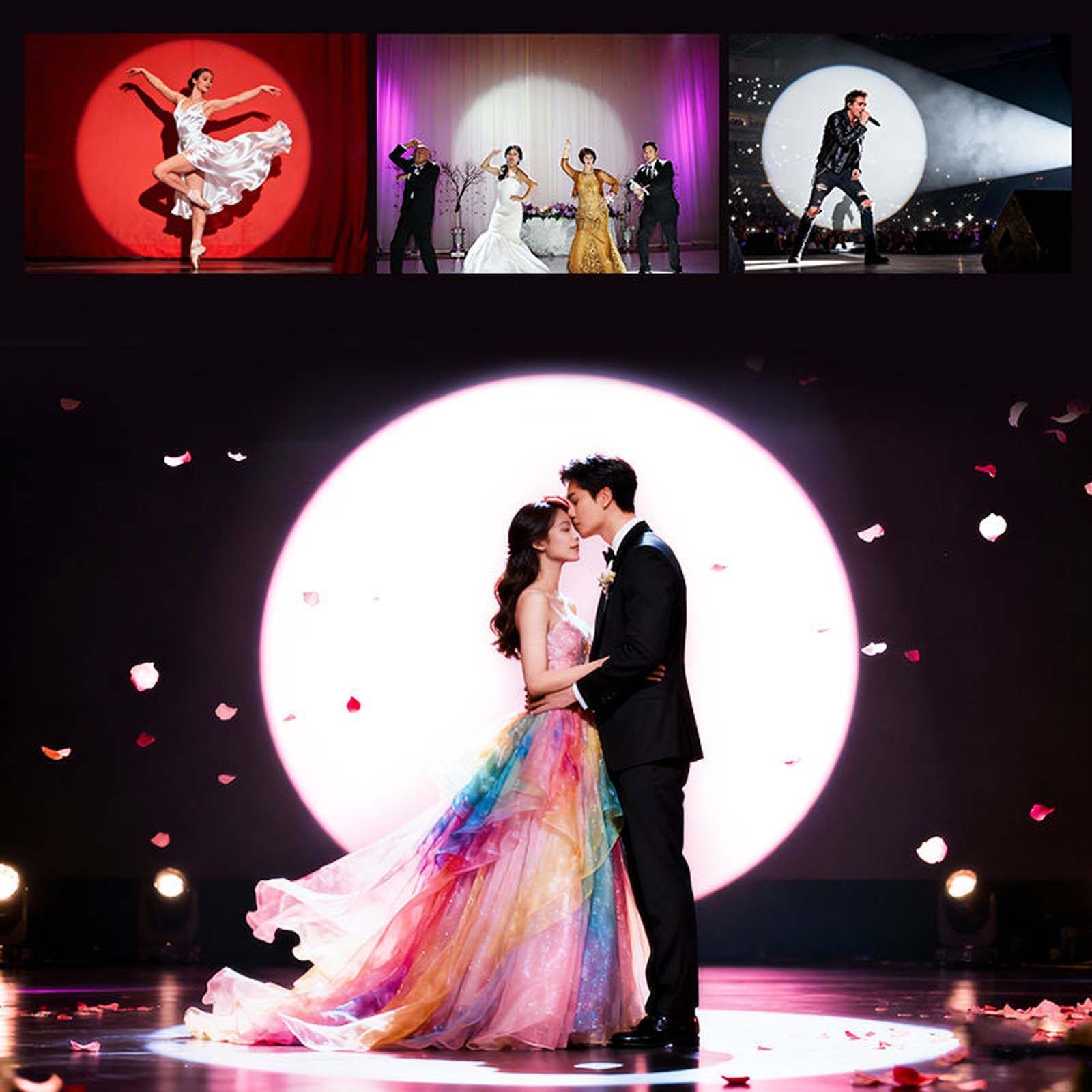Faro A LED da Palcoscenico da 880W con Treppiede, Faretto A Profilo con Zoom Manuale per Teatro, Concerti E Spettacoli dal Vivo, LED COB con Proiezione di GOBO, Temperatura Colore E Luminosità