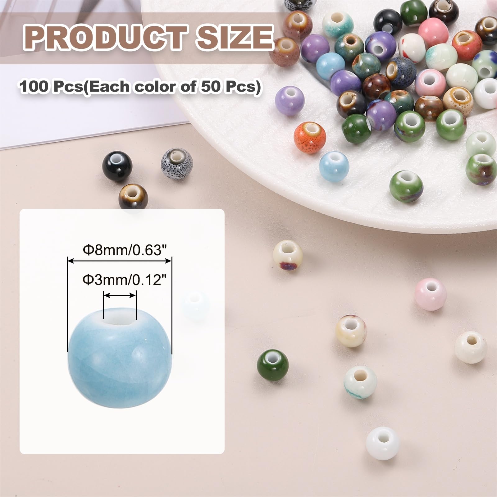 PATIKIL 100 Pcs Porcelain Beads - Image 2