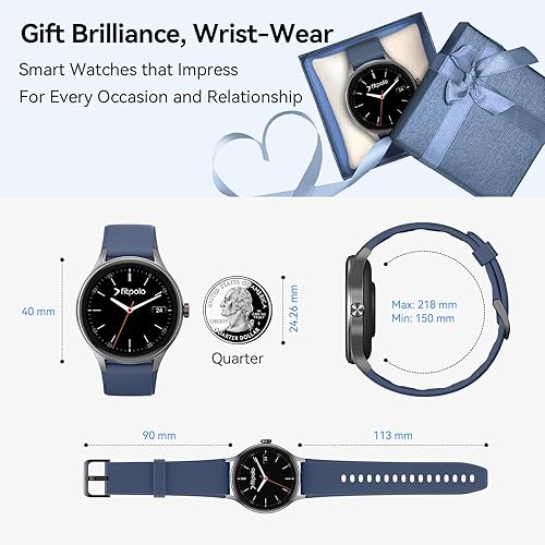 Miniatura 7 de Relojes inteligentes Fitpolo para hombres/mujeres, reloj inteligente redondo de 1.27" con rastreador de fitness y llamadas Bluetooth