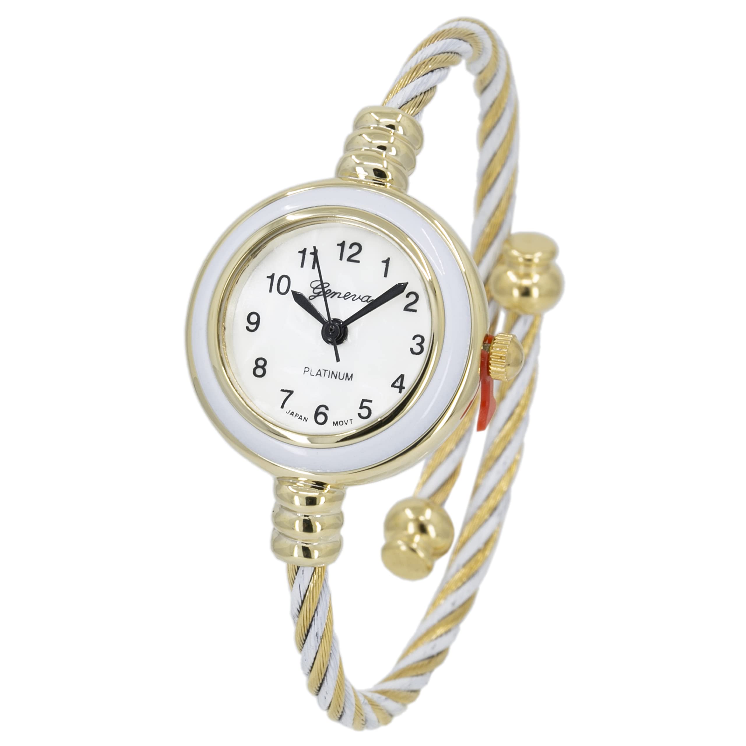 Blekon Collections Women's Cuff Watch - Round Analog Display Arabic Numbers 23mm Case Wire Bracelet Watch for Women Elegant Cable Cuff Bangle Wrist Watch