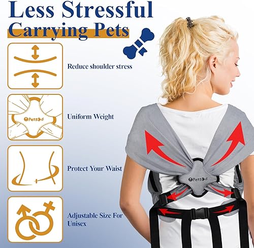 Petskd Dog Carrier Sling for Small Pet 7-15 LBS, Hands Free Front Facing Cat Sling Chest Carrier with Bottom Mat and Adjustable Strap for Pets Anti-Anxiety, Walk, Vet