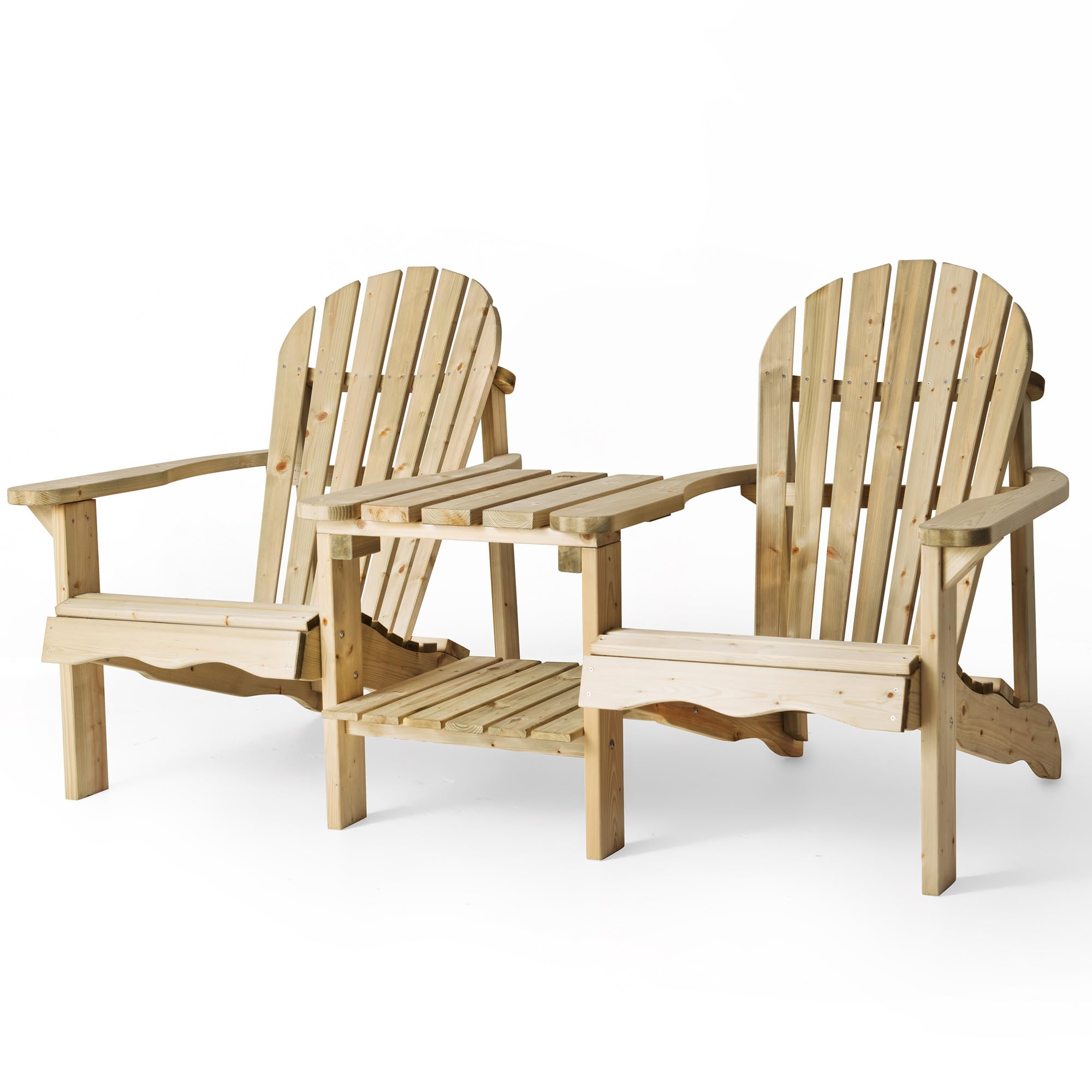 Amata UNGURS Collection Chaise Double Adirondack avec Table pour extérieur, Confortable pour Deux – Chaise en Bois résistante aux intempéries pour terrasse, arrière-Cour et Jardin – Ergonomique et