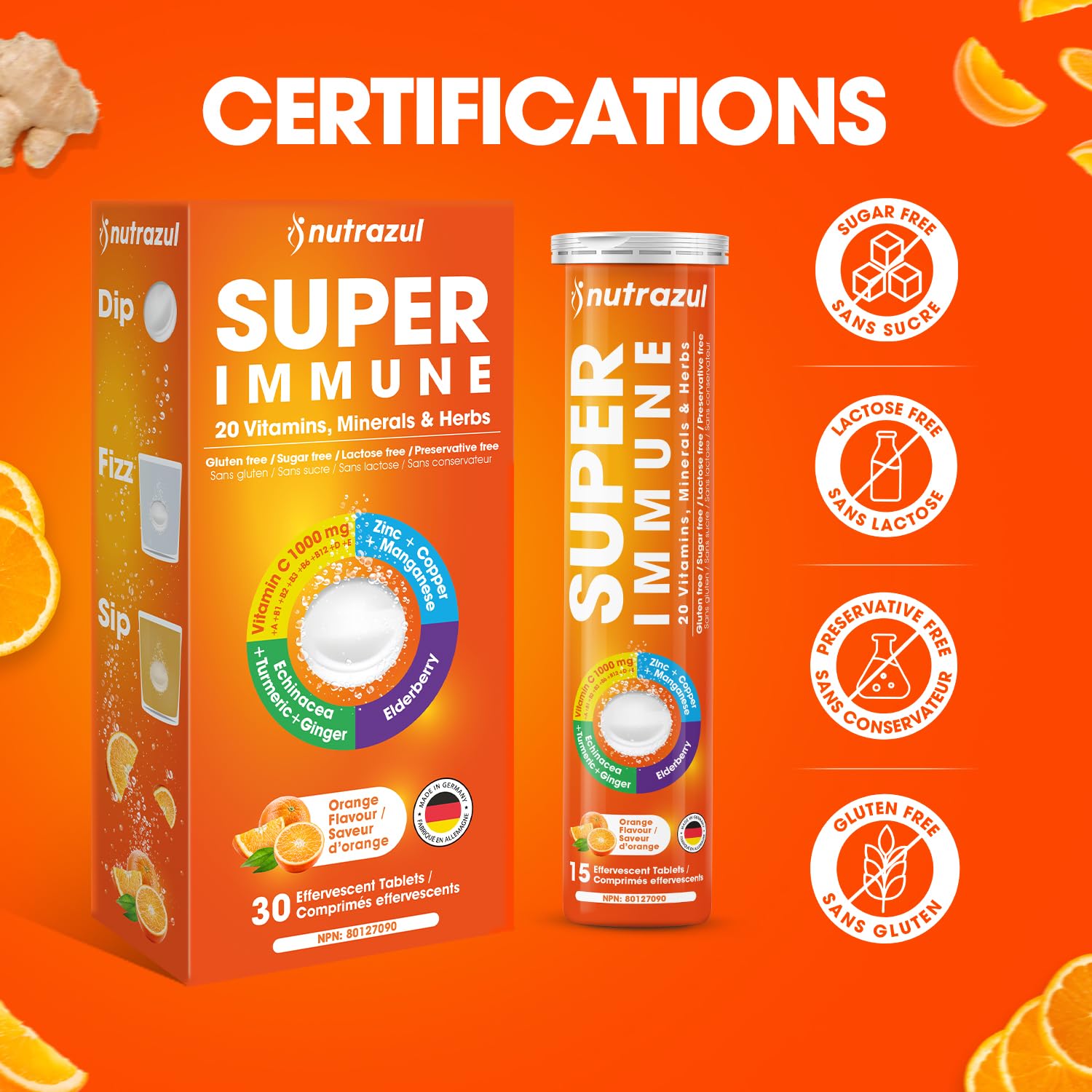 nutrazul Super Immune 30 Effervescent Tablets, 20 Vitamins & Minerals — Amazon image 5