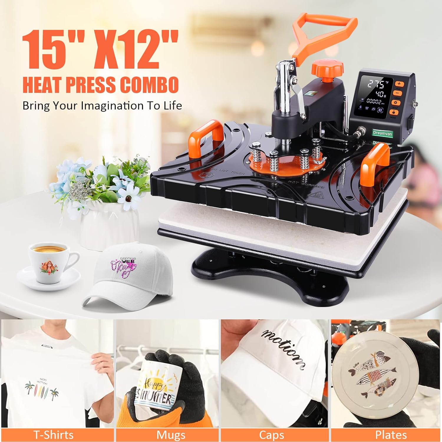Buy DREAMVAN Heat Press Machine, Upgraded 8 in 1 Heat Transfer Machine