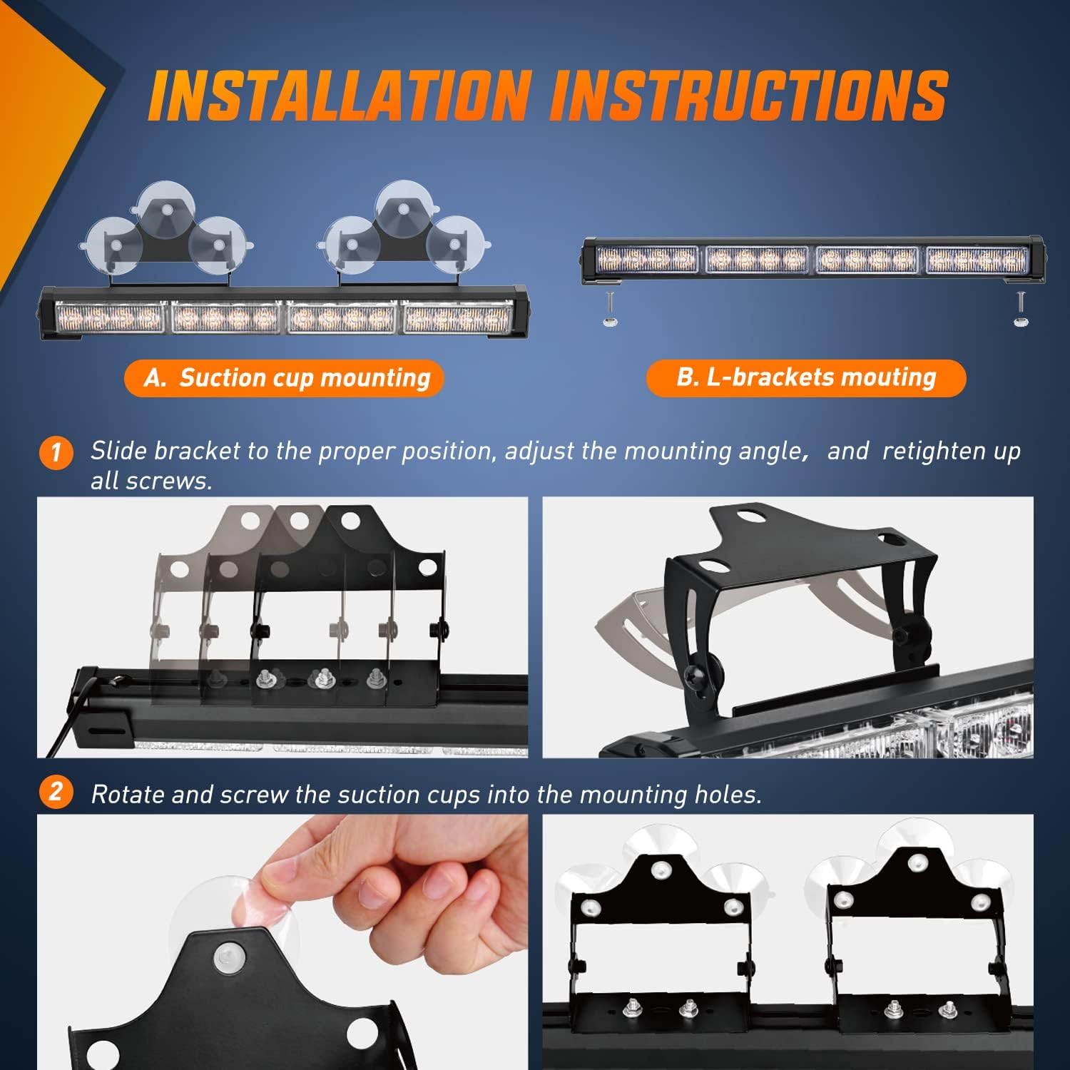 Nilight Traffic Advisor Emergency Strobe Light Bar 2 in 1 17Inch 32LED 23 Flash Patterns Directional Safety Warning Lights with Cigar Lighter on Trucks Police Construction Vehicles