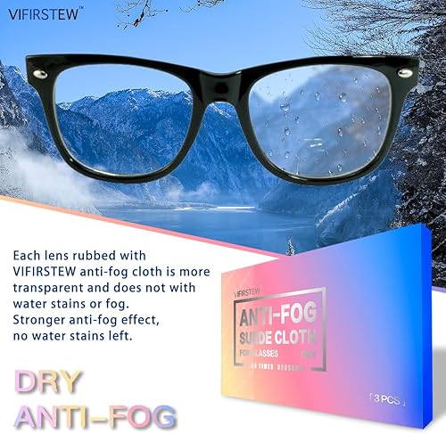 Miniatura 2 de Vifirstew Paño antivaho seco, paquete de 3 paños antivaho para lentes, pantalla, gafas, paño de limpieza reutilizable y portátil, paño de limpieza