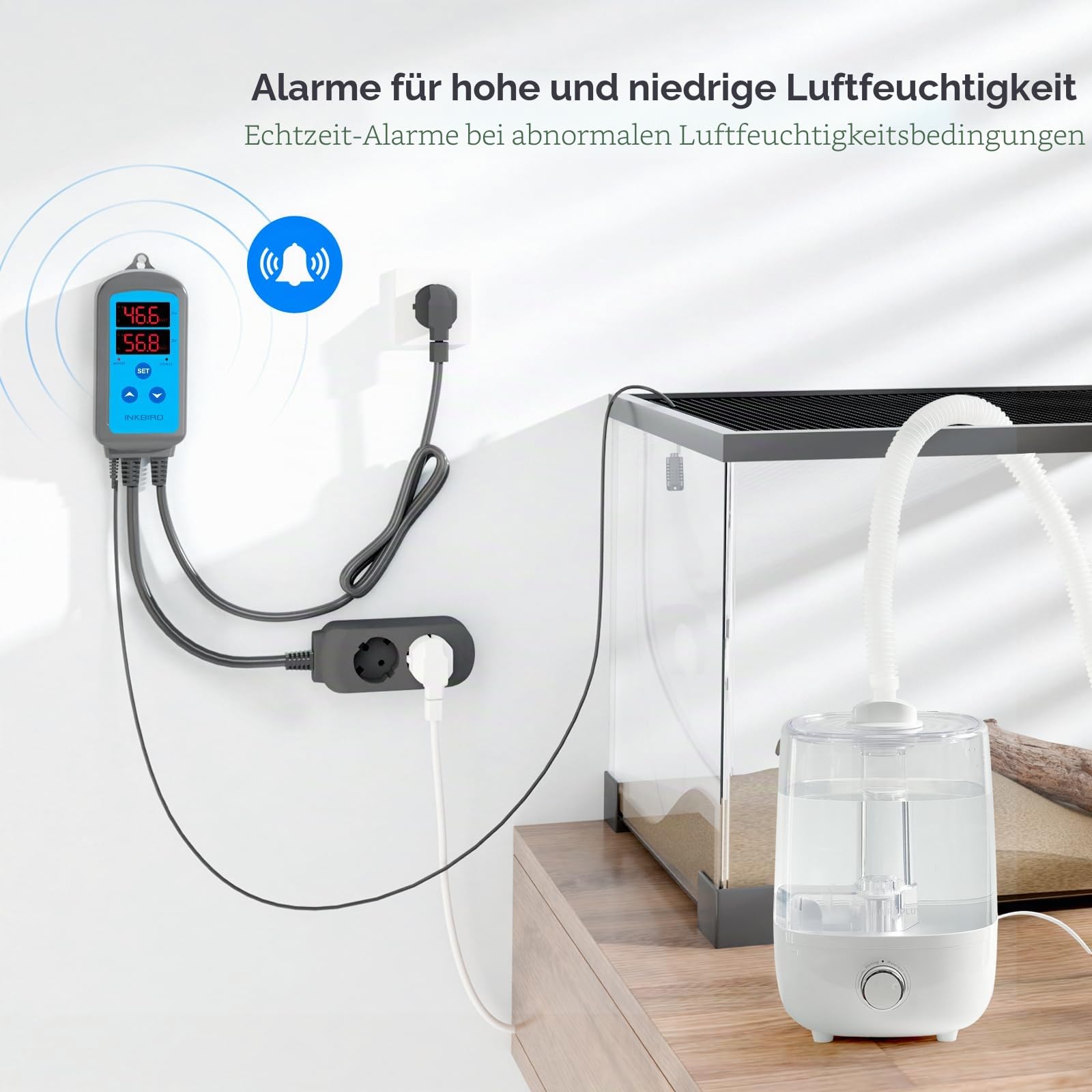 Inkbird IHC-200 Feuchtigkeitsregler 220V Play und Plug Hygrostat,Luftbefeuchter Luftentfeuchter für Pilz Gewächshaus Terrarium