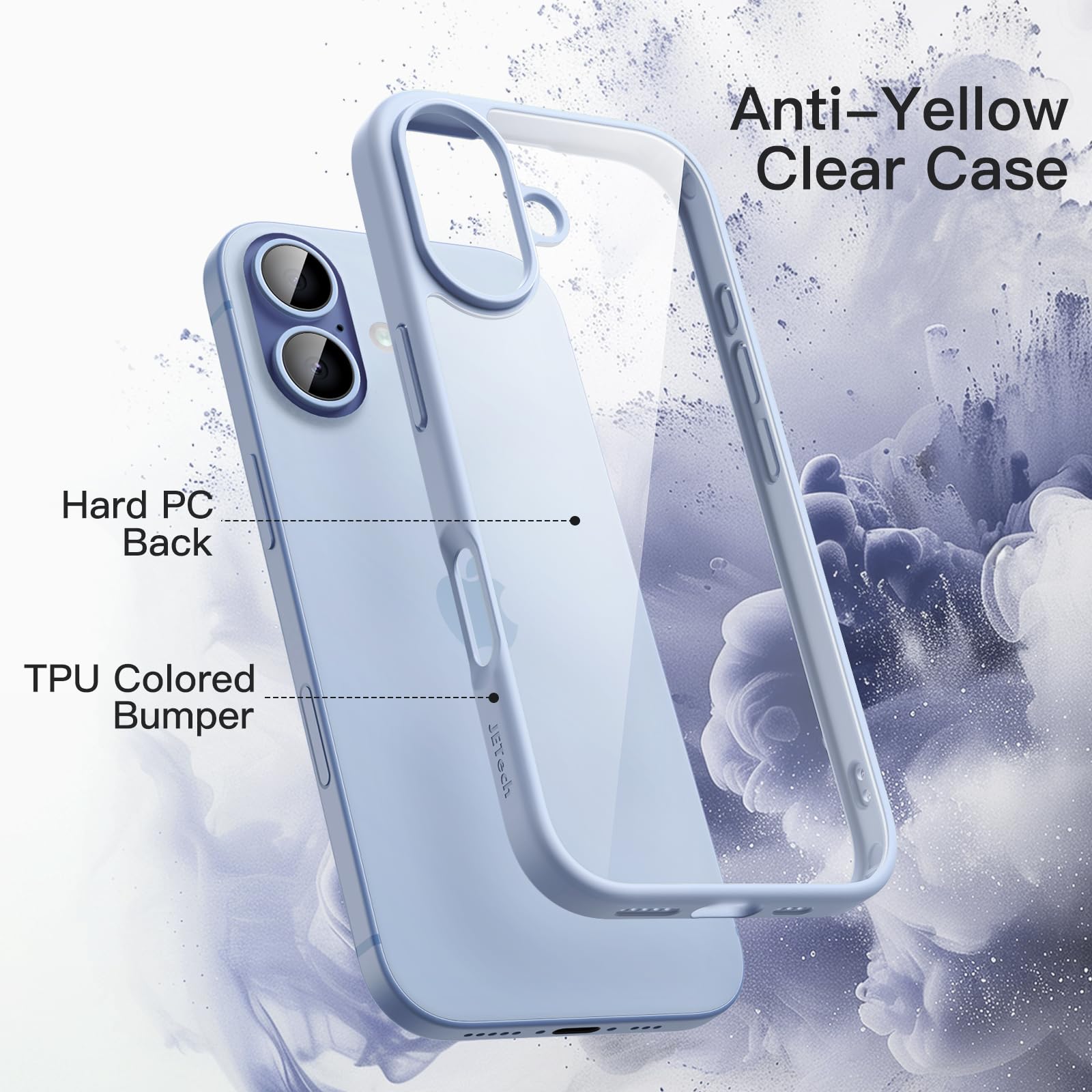 JETech Etui dla iPhone 17, Gołębi | Matowa Ramka TPU w Jednolitym Kolorze, Odporne na Zarysowania, Przezroczysta Tylna Obudowa Telefonu