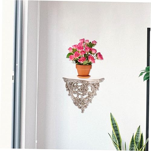 Miniatura 8 de DOITOOL Estante flotante para flores, estilo europeo tallado en la pared, estante hueco tallado, estante colgante de pared para sala de estar,