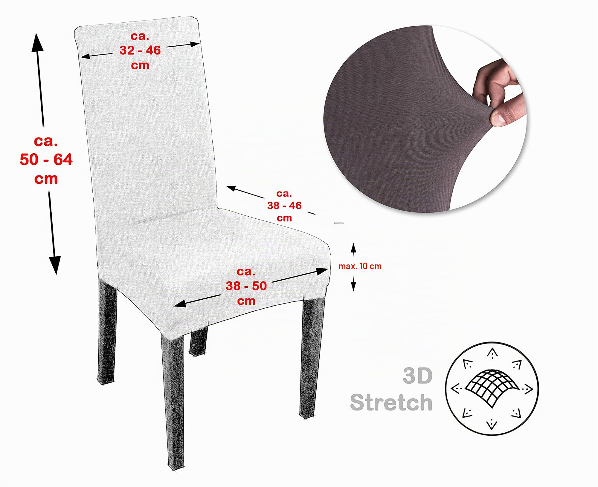 BEAUTEX Stuhlhussen Mikrofaser Stühle & Schwingstühle 4er Set Schwarz | 95% Polyester, 5% Elasthan, weiche Mikrofaser, elastisch, Rundum-Gummizug, 30 °C waschbar, faltenarm & formstabil