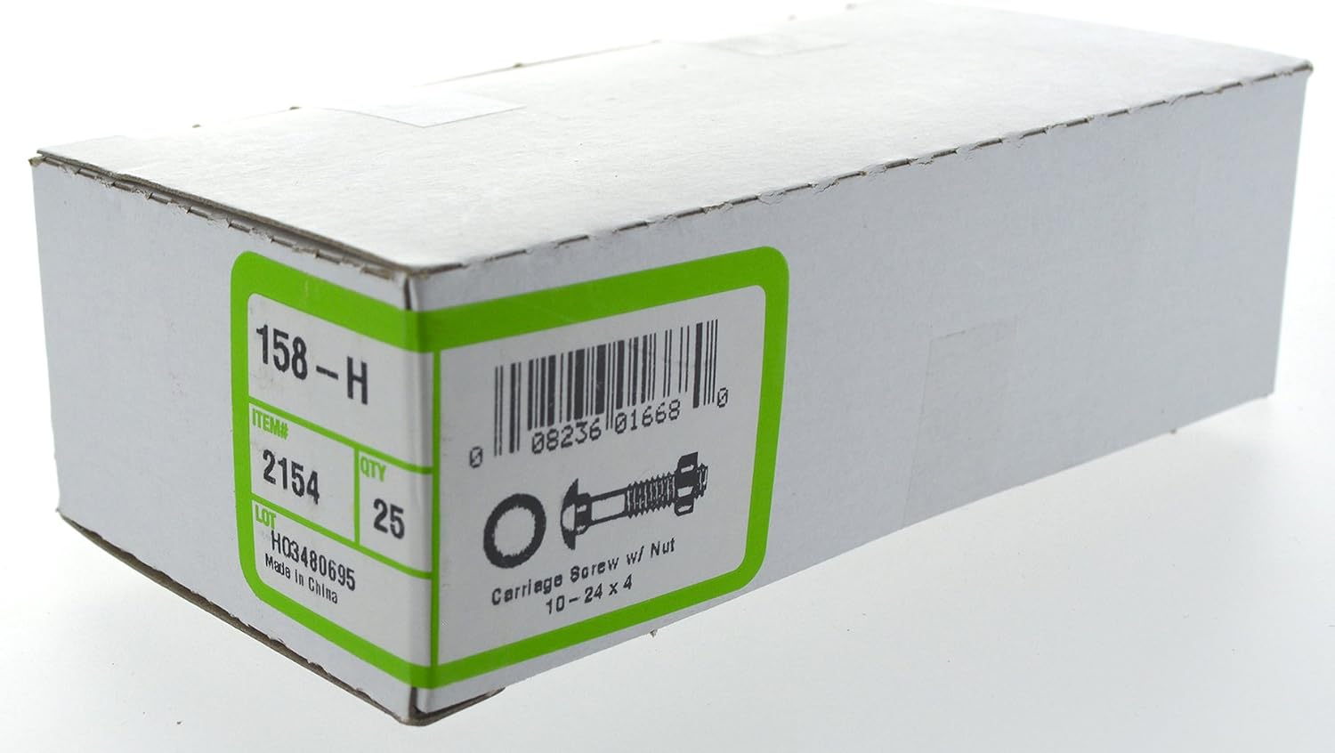 Hillman 2154 Carriage Bolt with Nut (10-24 Coarse Thread x 3/16" Dia. x 4" Length), Zinc