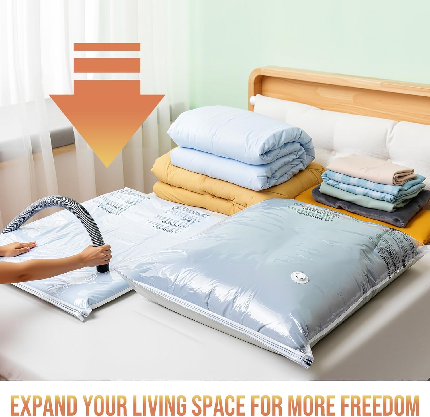 TAILI 12 Pack Vacuum Storage Bags, Jumbo Vacuum Seal Bags for Clothing (40x31 Inch), Space Saver for Bulky Comforter Blankets, Bedding, Pillows, Clothes, Saving More Closet Space