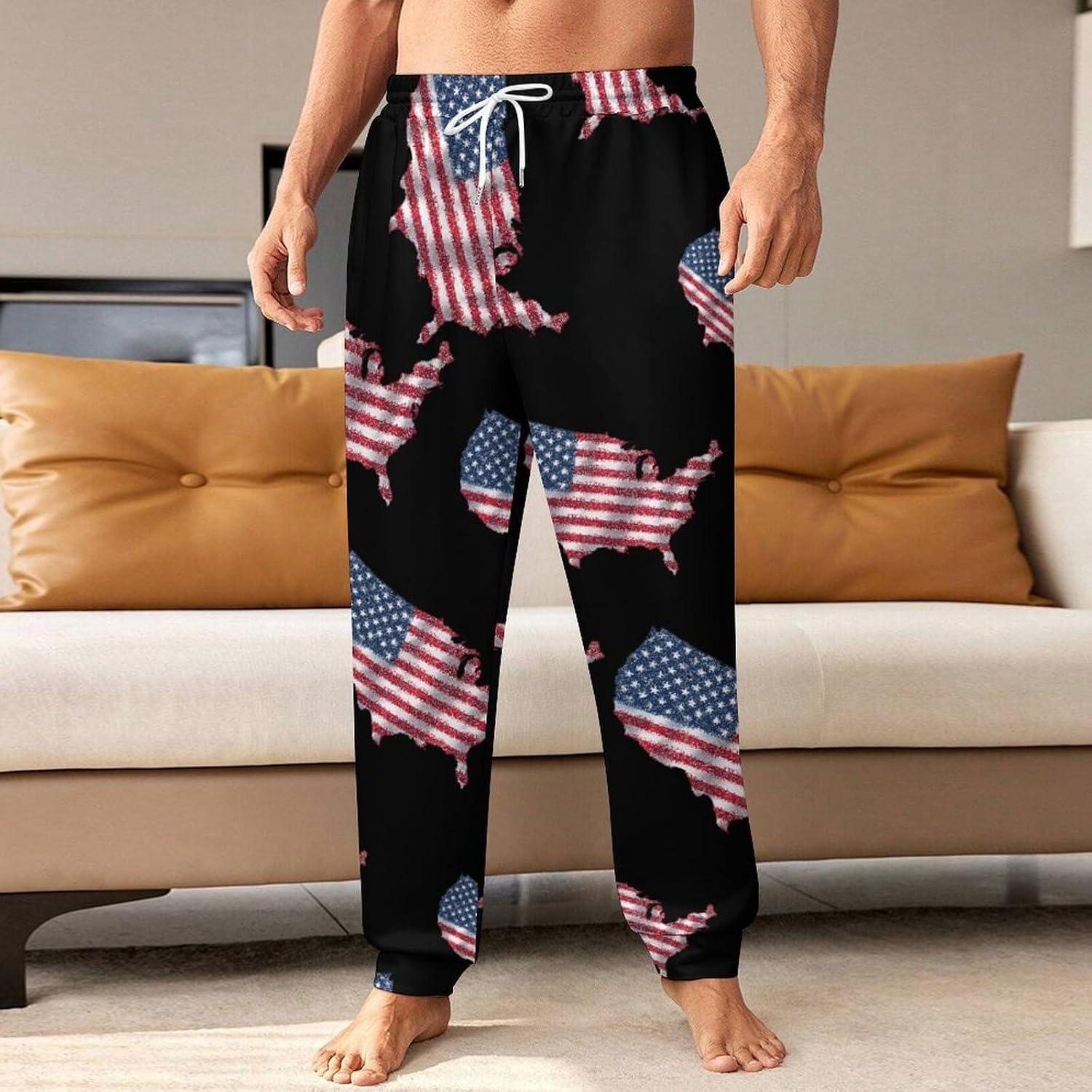 US. Flag Map Men Pants Lightweight Sweatpants Joggers Pant 4XL