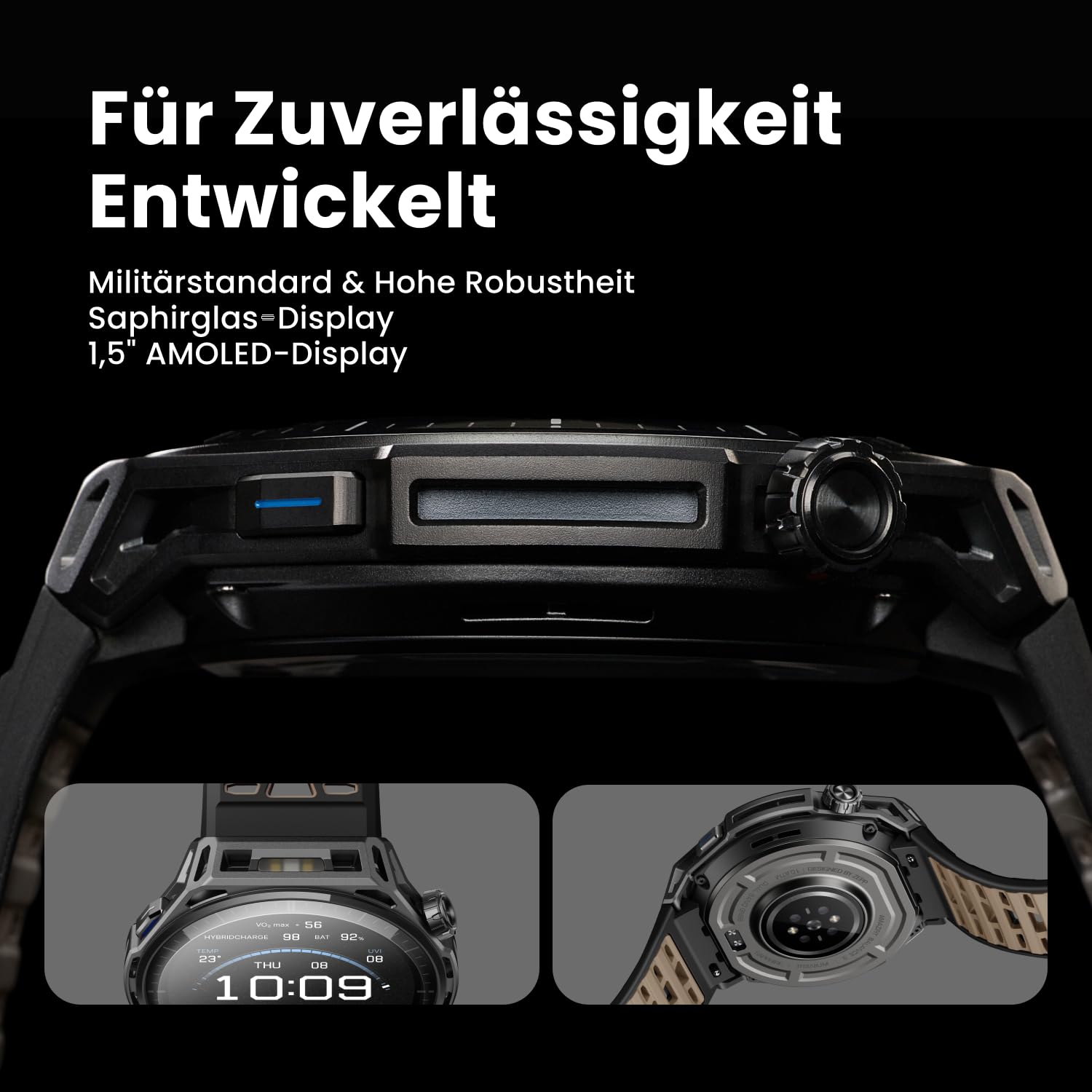 Amazfit Balance 3 GPS-Smartwatch, 48mm 1,5" AMOLED mit Saphirglas, Edelstahlgehäuse, NFC, 21 Tage Akkulaufzeit, Taschenlampe, 64GB, Offline-Karten, 10 ATM, 180+ Sportmodi & HYROX Fitness-Tracker