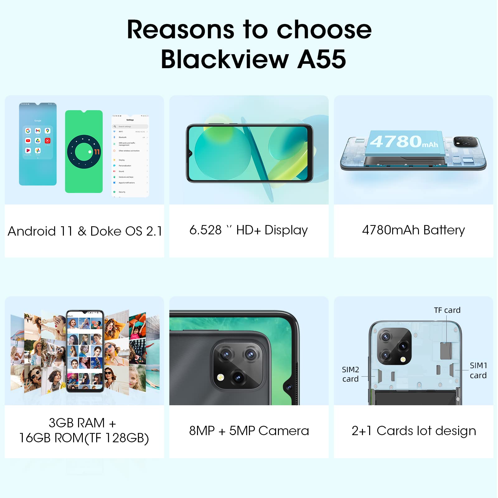 Blackview A55 2022 5G Economico Smartphone Android 11 - Dettaglio