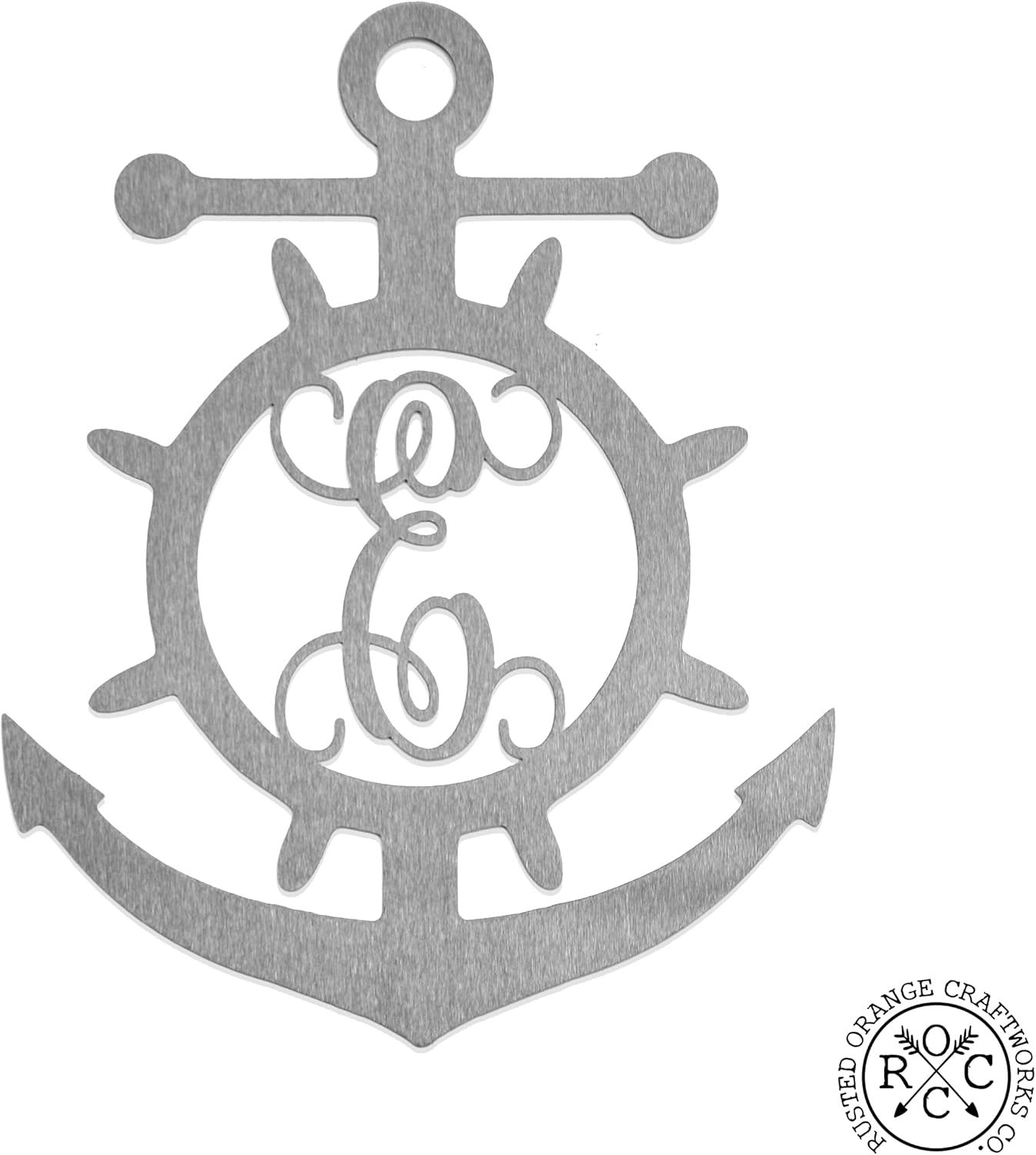 Anchor Monogram – Nautical Wall Decor | Personalized Anchor with Ship Wheel | Coastal Metal Monogram Sign