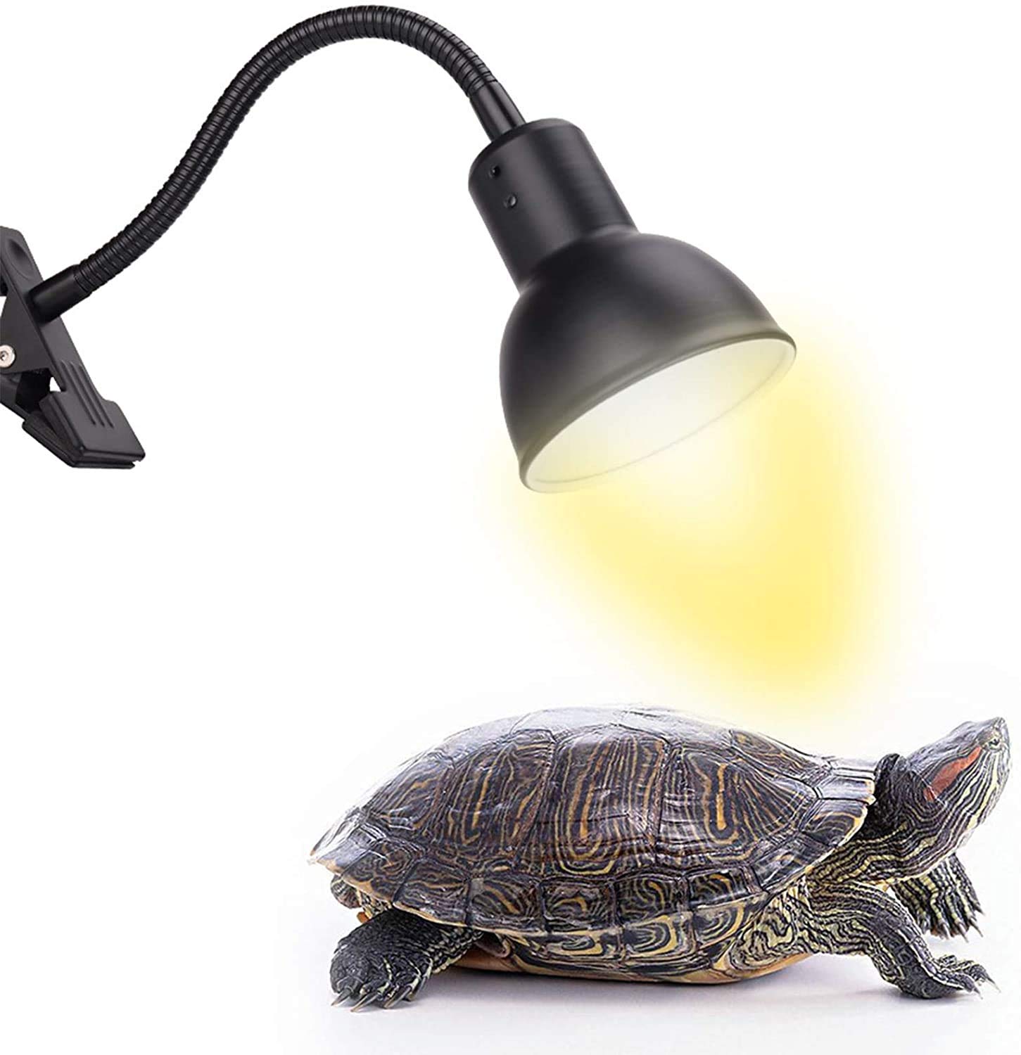 B&K Reptile Heat Lamp, Clamp Lamp for Aquarium Adjustable Light and Temperature with Holder UVA UVB Basking Lamp with 360°Rotatable Clip for Turtle Snake Aquarium