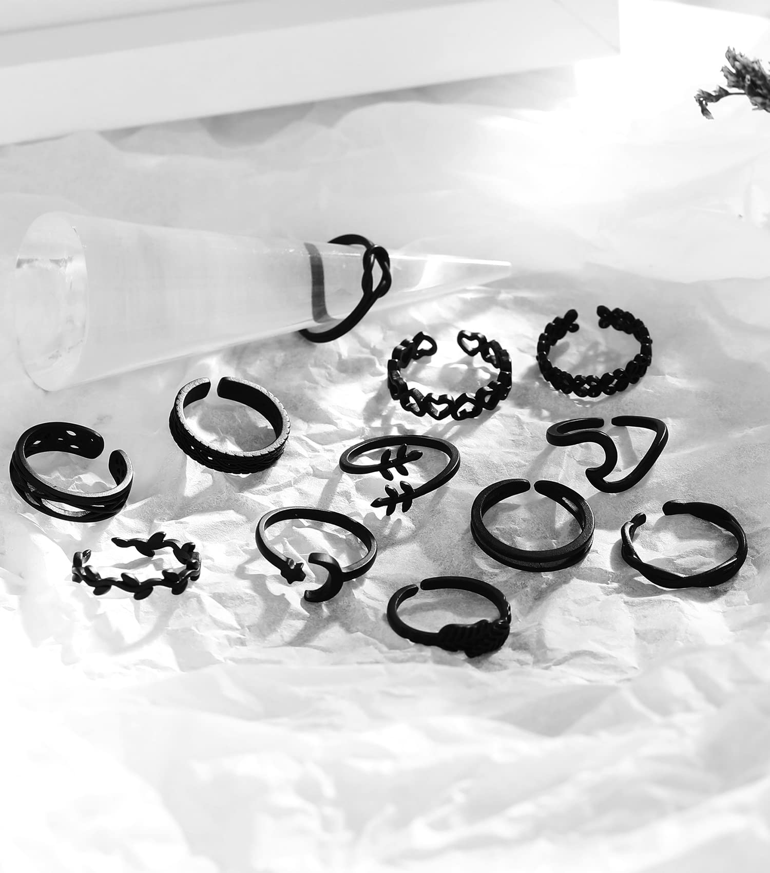 KOHOTA 12PCS 18K placcato oro regolabile anelli per le dita dei piedi per le donne estate spiaggia aperto Toe anelli set fiore freccia coda mignolo anelli piedi nudi gioielli piede