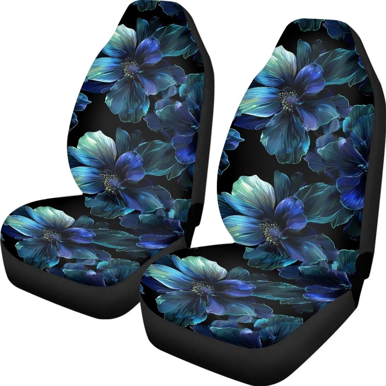 Howilath Blue Hibiscus Flower Car Front Seat Covers Set Anti-Slip Seat Protector Cushion Covers Auto Accessories Fit SUV Sedan Van - 2 Packs