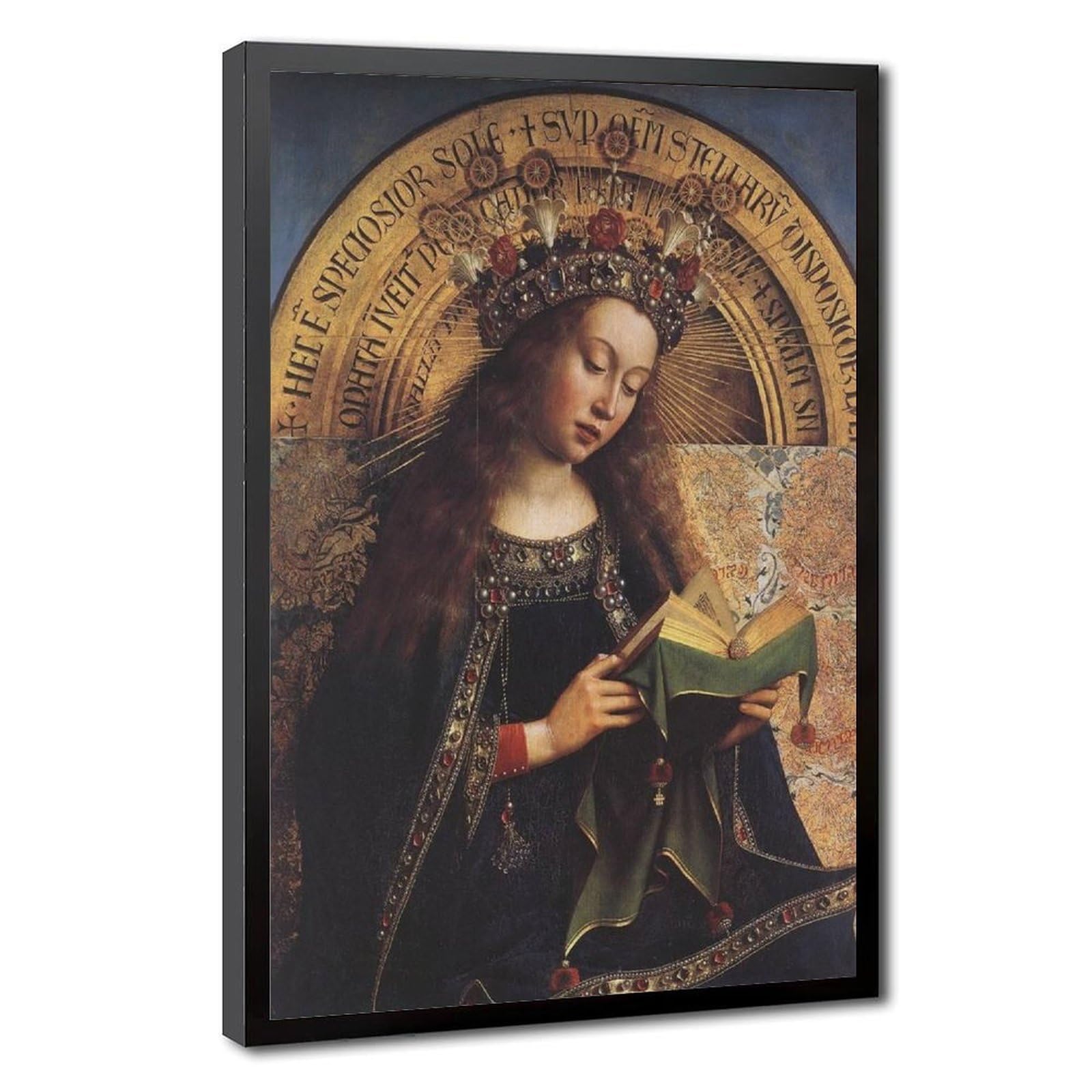 WCYB The Virgin Mary Ghent Altarpiece Jan Van Eyck Posters Prints Canvas Deco Paintings Wall Art Hangable Frame 8" L X 12" W
