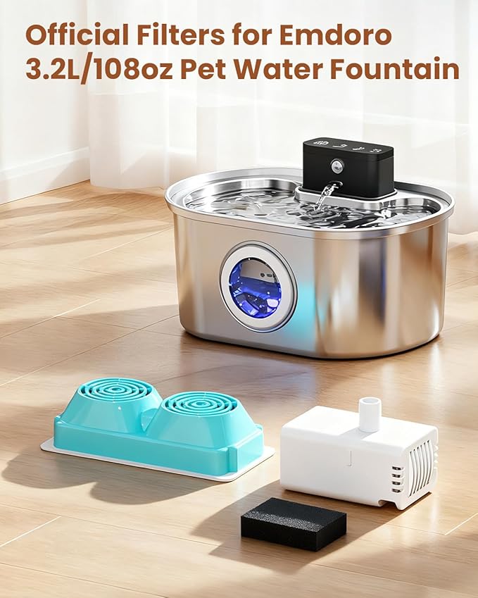 Pack de 8 Filtros y Esponjas de Repuesto Emdoro para Fuente de Agua miniatura 2