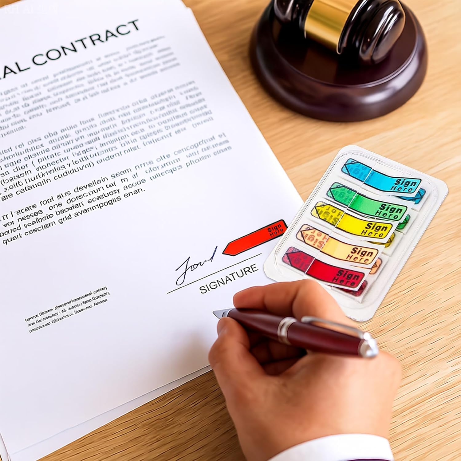 Sign Here Stiy Tabs, Multicolor Sign and Date Post It Flags,
